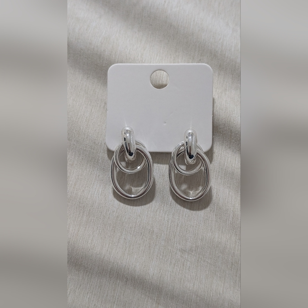 Fashion Jewelry Faux Silver Hoop Earrings